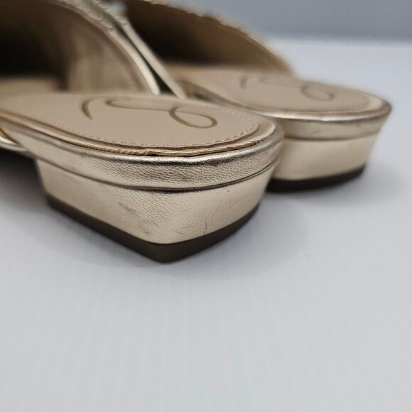 NEW Sam Edelman Julia Mule Womens 9.5 Gathered Gold Leaf Leather Flat Slip On - Picture 10 of 15